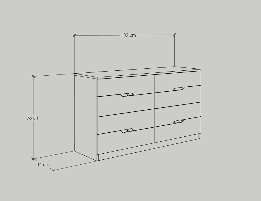 [Happy Home Furniture] DASH , Tủ đựng đồ - 8 ngăn kéo , 132cm x 46cm x 78cm ( DxRxC), THK_053