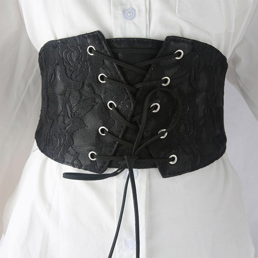 Women's Dress Belt Corset Belt PU Waistband Wide Lace-up Corset