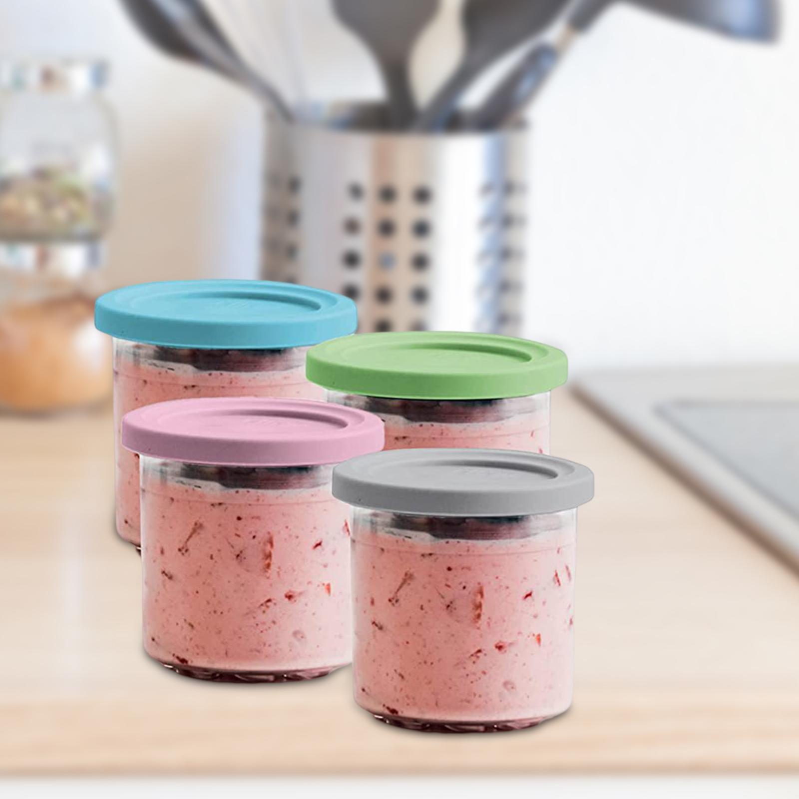 4Pcs Freezer Food Storage Tubs with Silicone Lid for Kitchen Restaurant