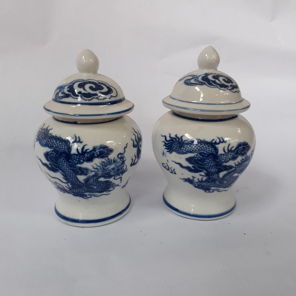 Bộ 2 chóe thờ sứ Bát Tràng - 10 cm