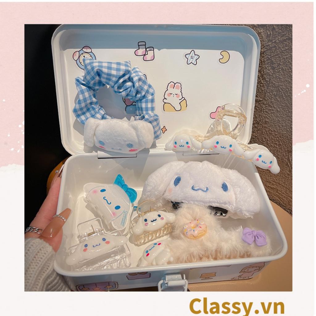 Dây cột tóc scrunchies kẻ sọc đính họa tiết hoạt hình giao ngẫu nhiên mix hàn quốc dành cho nữ PK1677