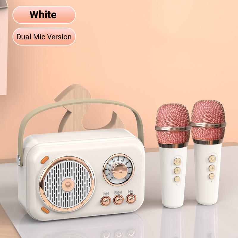 Loa Bluetooth Karaoke Di Động Ngoài Trời Mini Có Thẻ Micro Không Dây Loa Siêu Trầm Âm Lượng Lớn Caixa De Som Quà Tặng Trẻ Em Màu sắc: Phiên bản Mic Kép