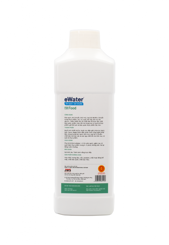 Nước rửa rau củ eWater nắp vặn 1 lít - Nước ion điện giải giúp rửa sạch sát khuẩn Thực phẩm &amp; Rau củ quả