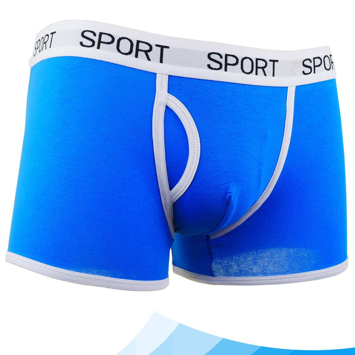 Quần lót nam boxer đùi cotton cao cấp đẹp gợi cảm Fossati Sport co dãn 4 chiều màu xanh trẻ trung, vải 75% cotton 25% Spandex mềm mịn may thể thao tôn dáng