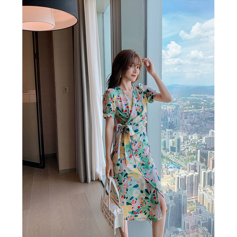 Đầm dự tiệc, váy thu đông thiết kế vạt chéo  - e1157