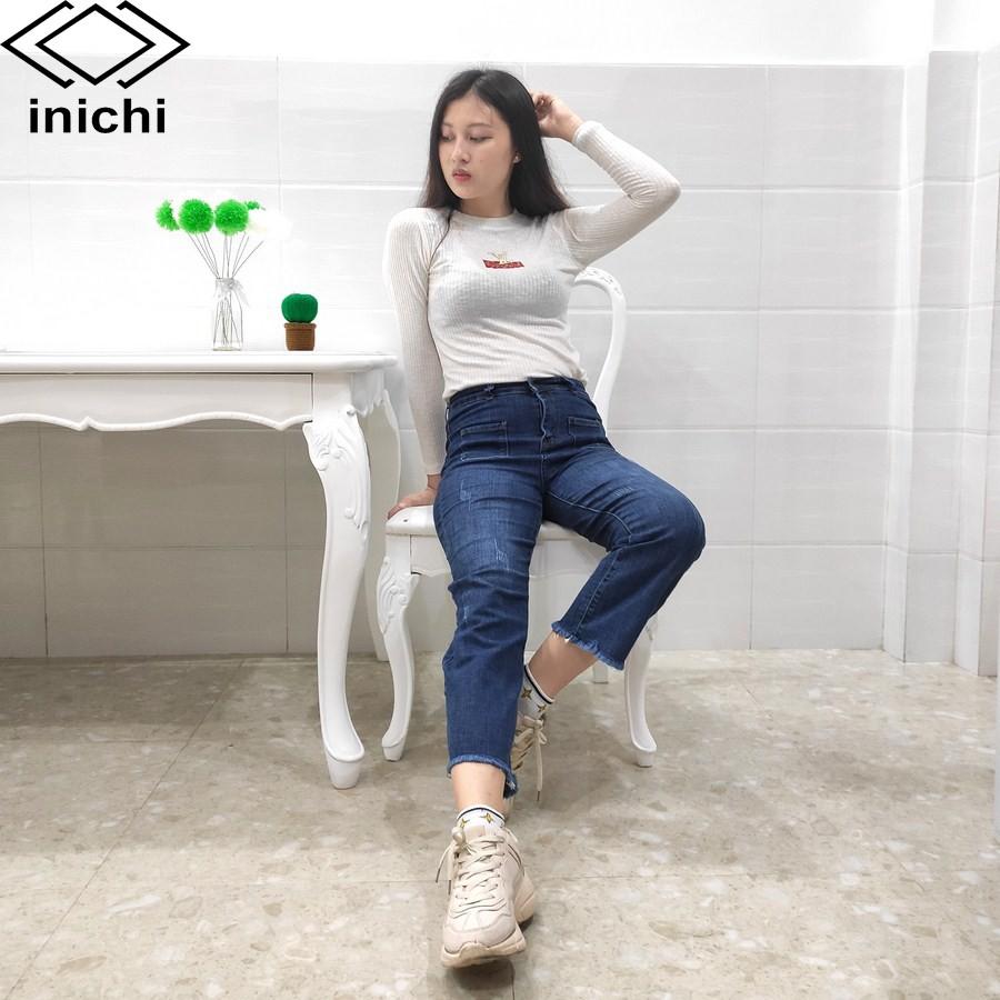 Quần jean nữ Q683 baggy chất bò cạp cao xước ít INICHI Official