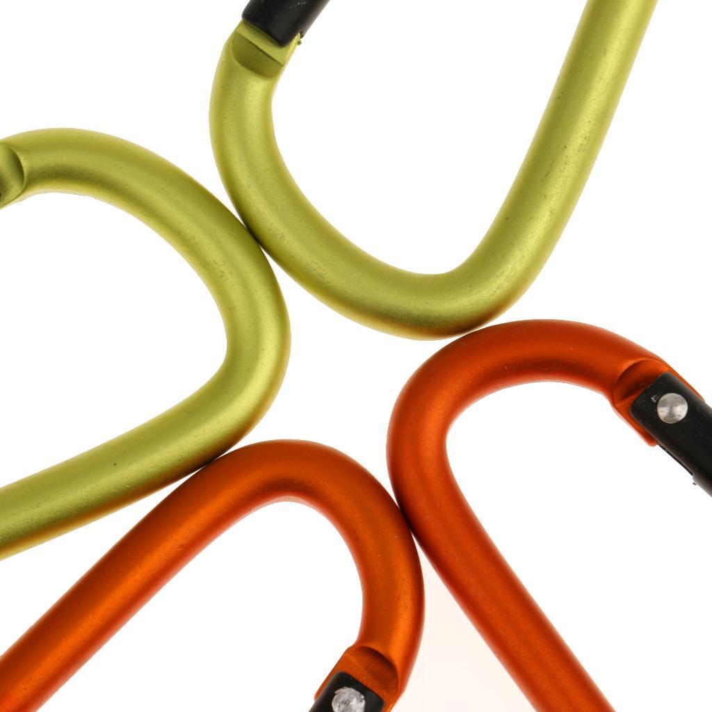 4pcs D Shape Carabiner Spring Snap Clip Hook Keychain Keyring Hiking Outdoor