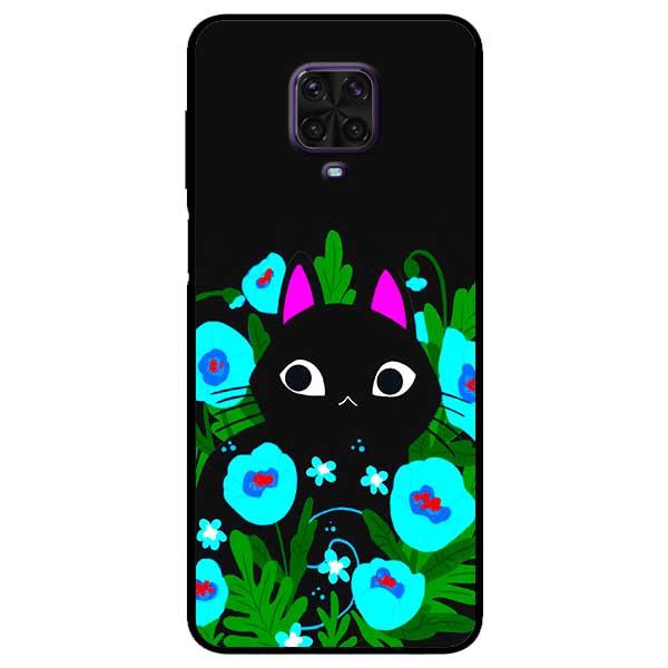 Ốp lưng dành cho Xiaomi Redmi Note 9s / Note 9 Pro / Note 9 Pro Max - Mèo Đen Hoa Xanh