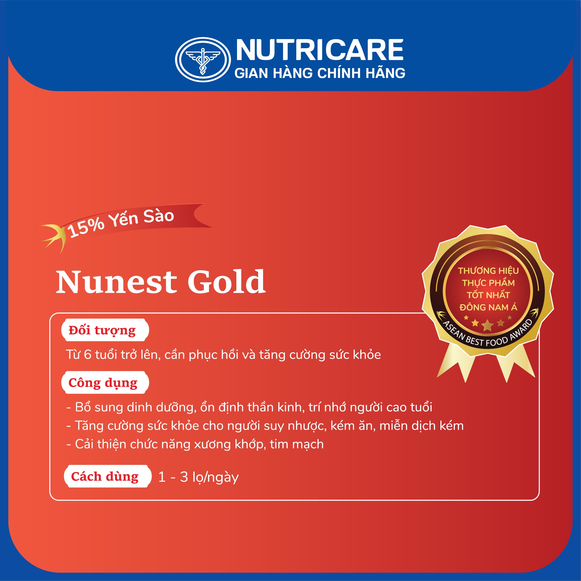 Nước yến sào Nunest GOLD bồi bổ sức khỏe (6Lọ x 70ml)