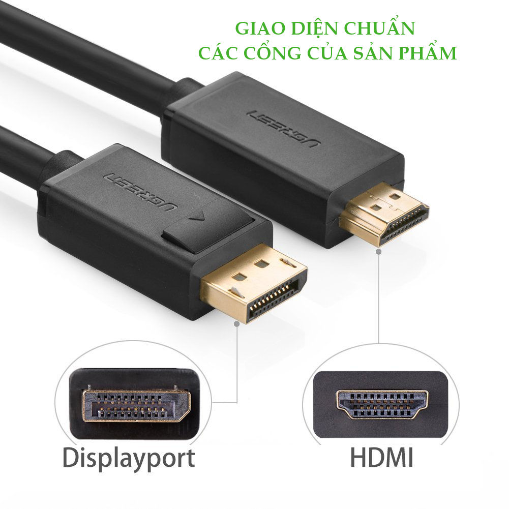 Dây cáp chuyển đổi DisplayPort sang HDMI DP101- UGREEN 10238 - 2m - Hàng Chính Hãng