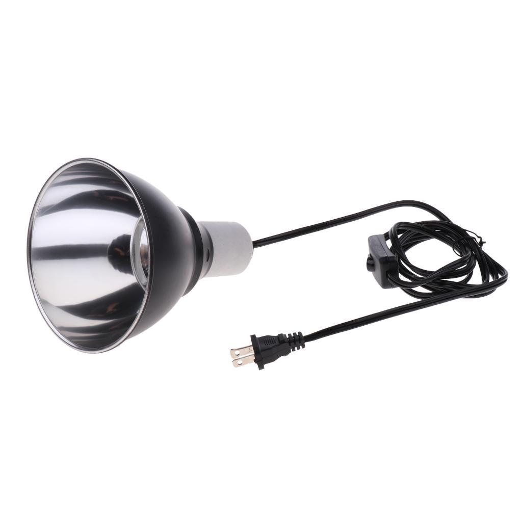 E27 5.5inch Lamp Reflector Dome Ceramic Holder Black With Switch UVB UVA