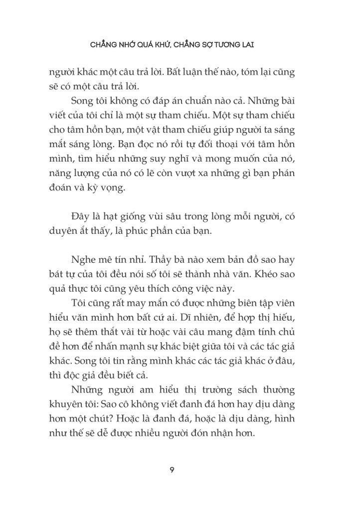 Sách Chẳng Nhớ Quá Khứ, Chẳng Sợ Tương Lai