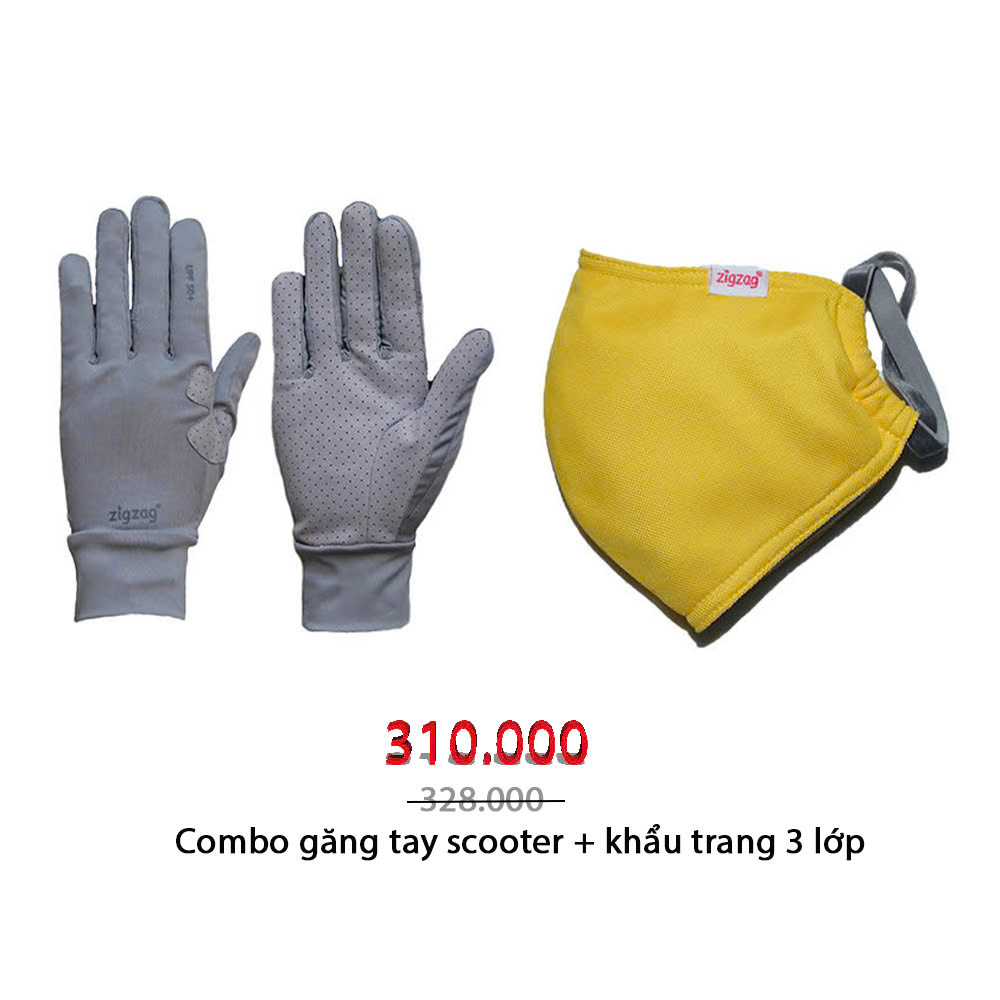 Combo găng tay scooter + khẩu trang nhỏ 3 lớp