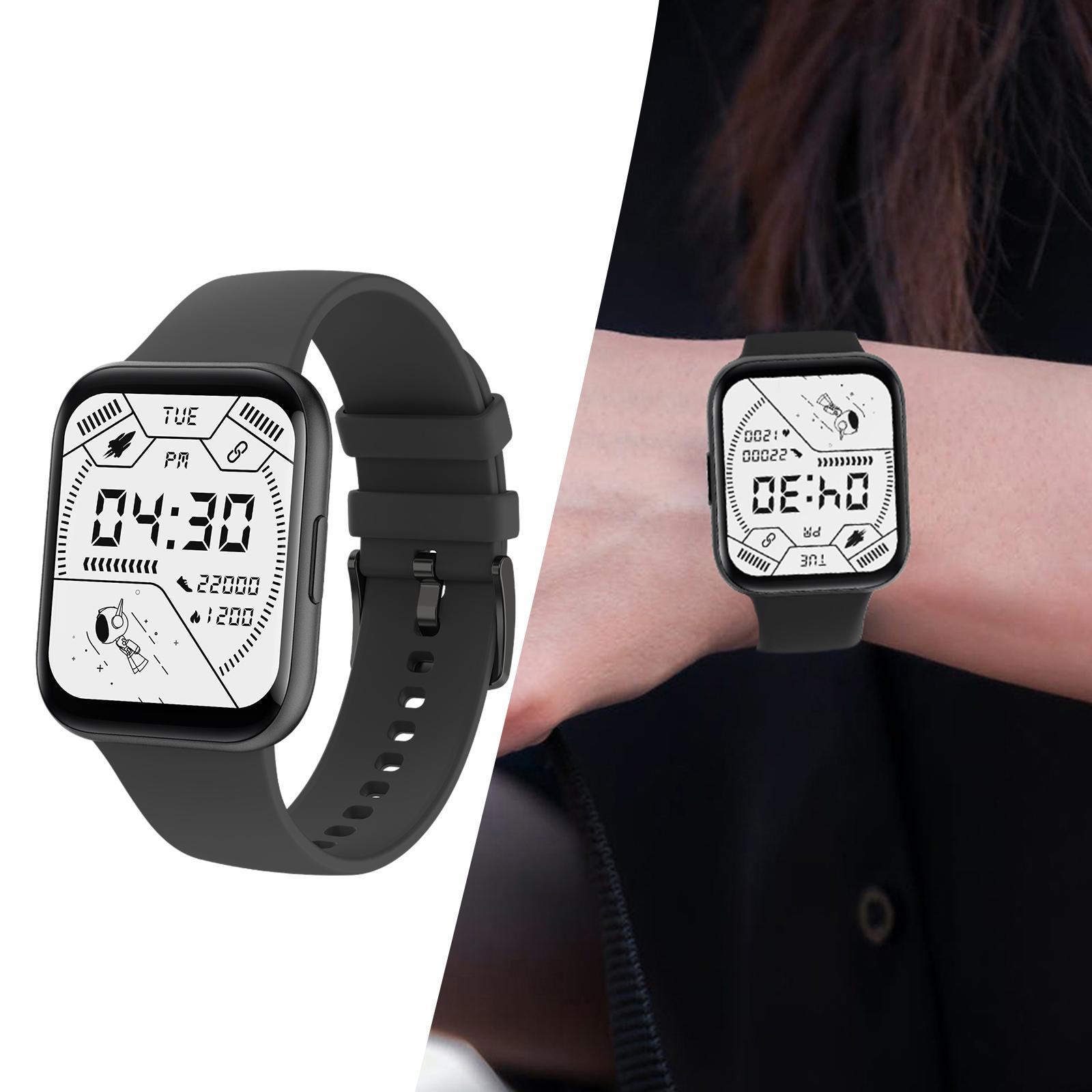 IP68 Waterproof Smartwatch Unisex Sport Watch   Monitor Black