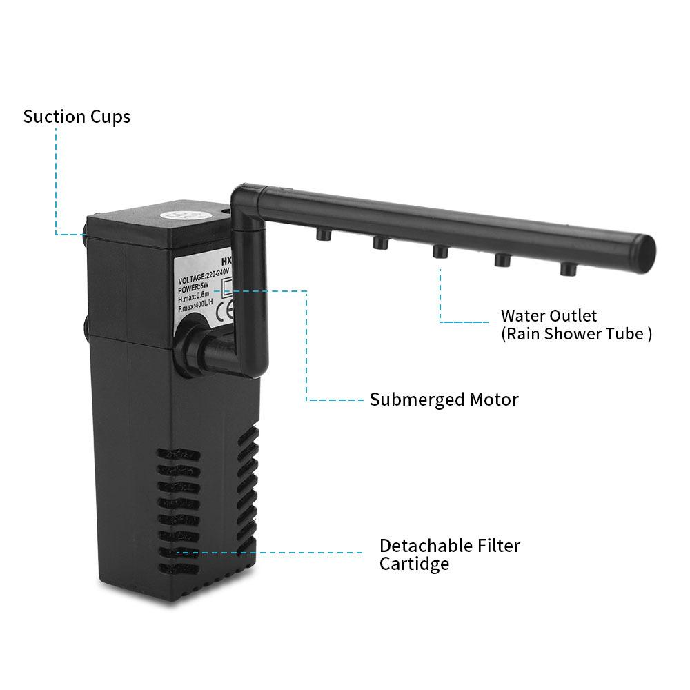 Bộ lọc thủy cung lưu lượng nước 5 W 400L/h Bộ lọc bên trong cho Bộ lọc bơm hồ cá 60L
