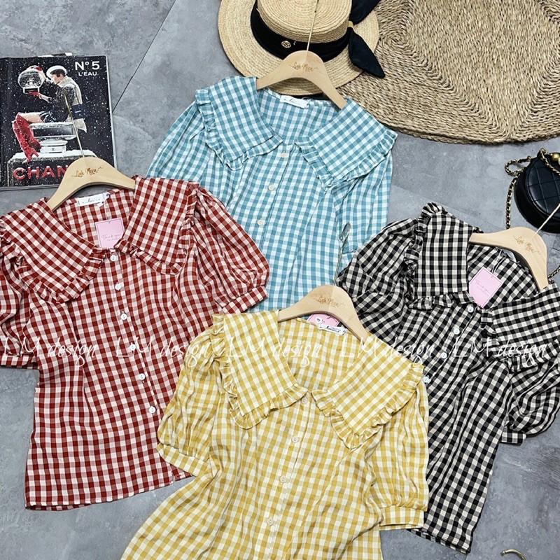 Sơ mi kẻ caro cổ bèo