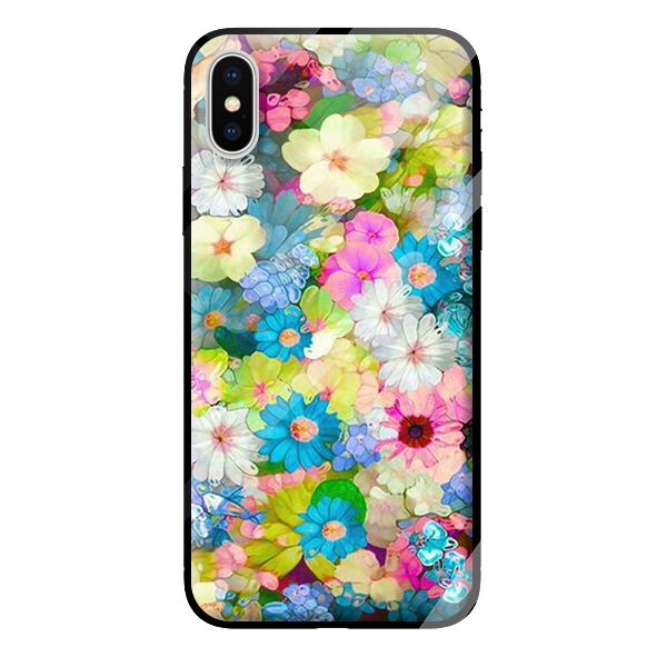 Ốp kính cường lực cho iPhone X mẫu HOA HỒNG XANH 2 - Hàng chính hãng