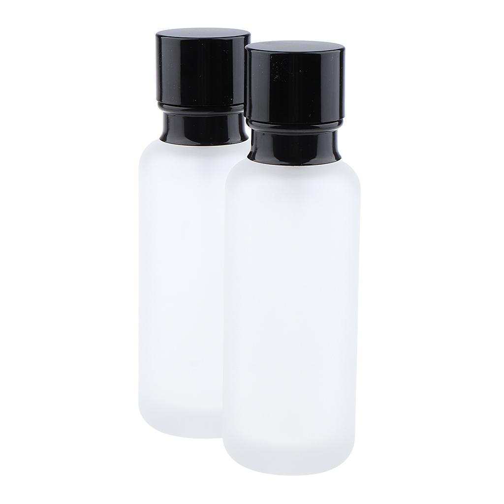 2x Empty Glass Makeup Container Lotion Cream Jar Pump Bottle Case for Travel