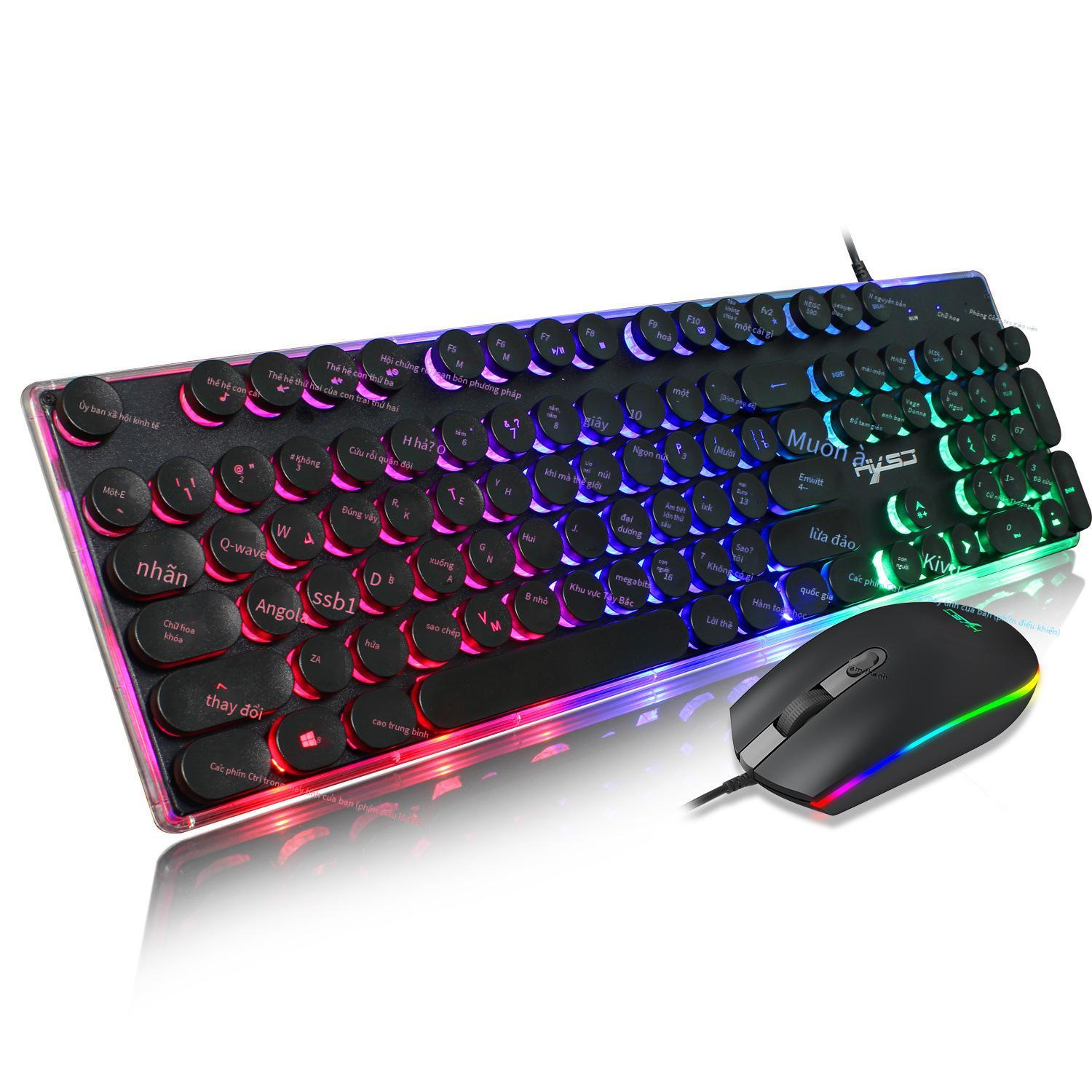 Bộ bàn phím chơi game có đèn nền V300 của Nga được ưa chuộng nhất Bộ bàn phím chuột có dây dạ quang RGB đặt tại chỗ