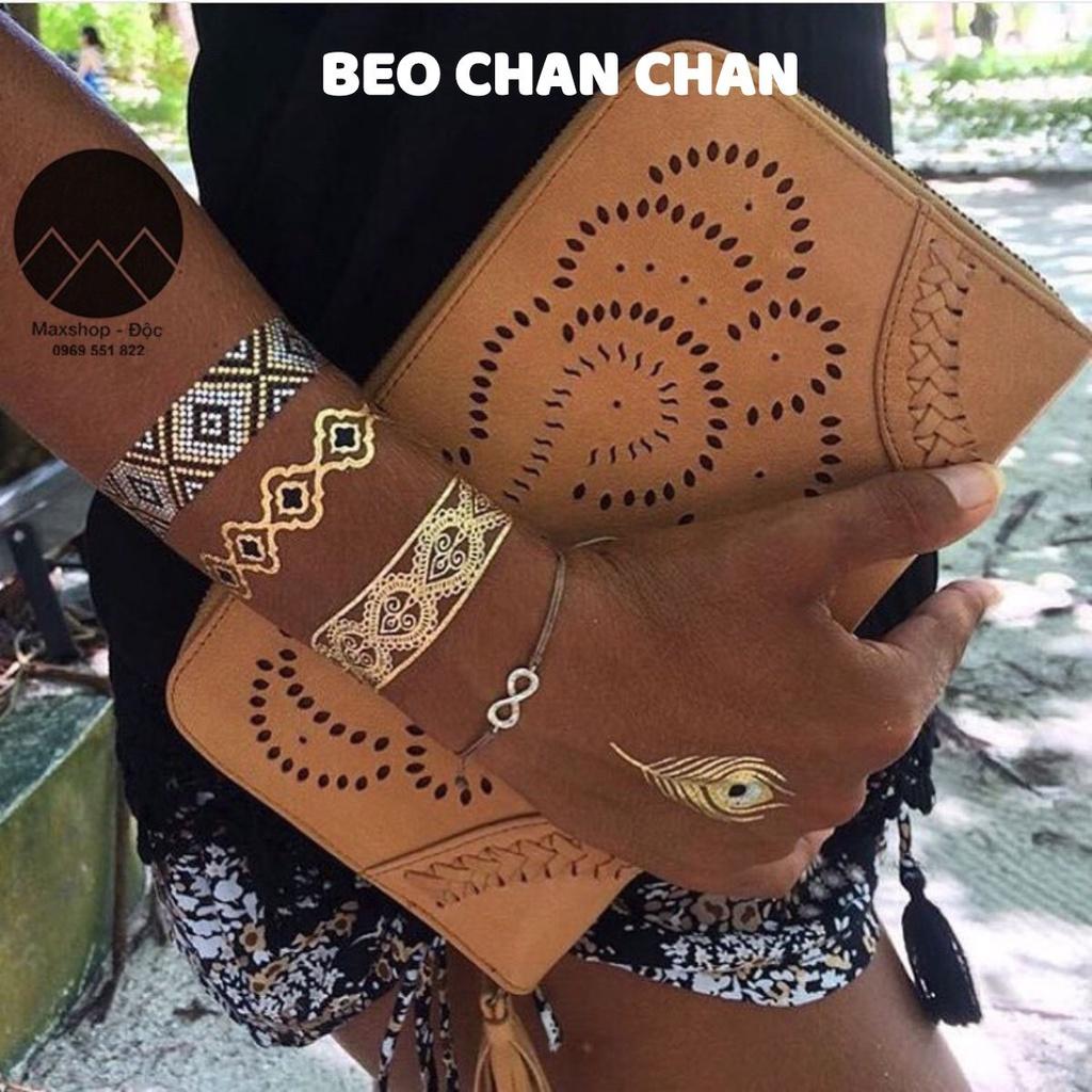 Hình xăm dán tatto nhũ ánh kim nghệ thuật 3D họa tiết henna 21*15cm boho style hình xăm 3d