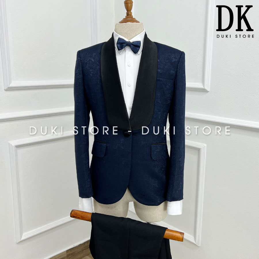 Bộ vest nam tuxedo 1 cúc màu xanh than cực sang DKA0124 - DUKI STORE