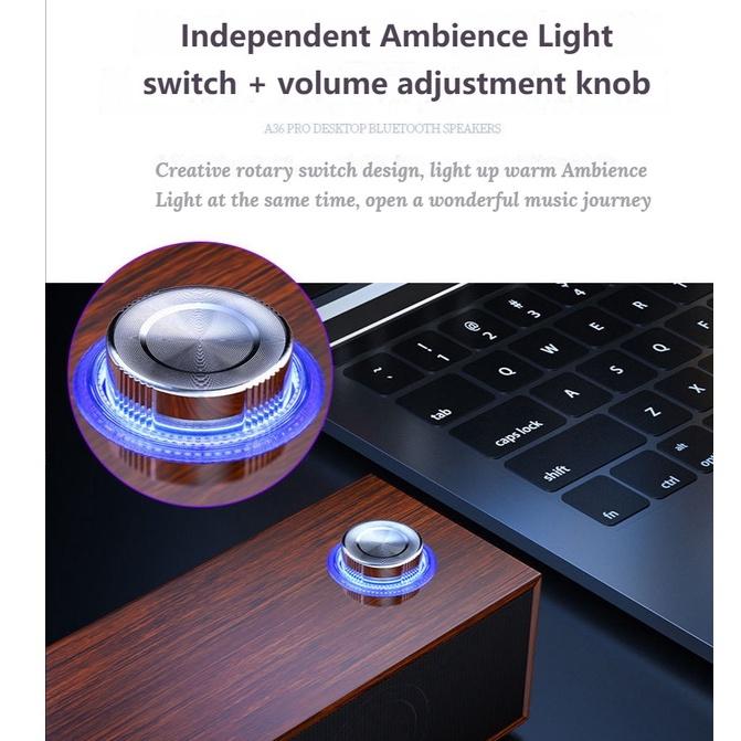 Loa Bluetooth Hai Dây Cổng USB Bằng Gỗ Âm Thanh Siêu Trầm Hỗ Trợ Thẻ Trực Tiếp