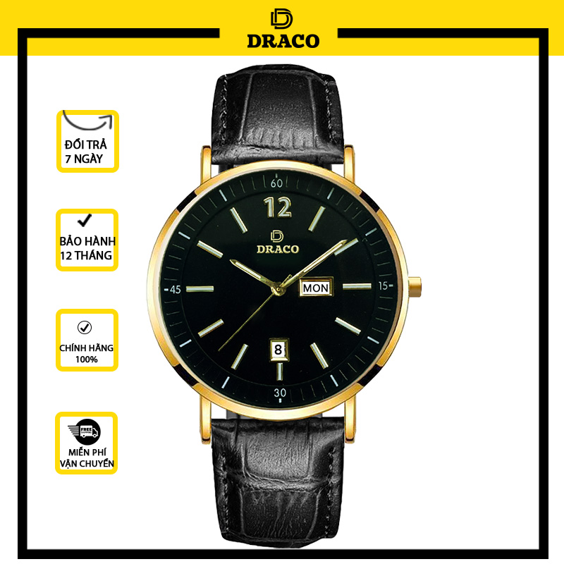 Đồng Hồ Nam DRACO D21-ST01 “The First boy” Đen Da Đen