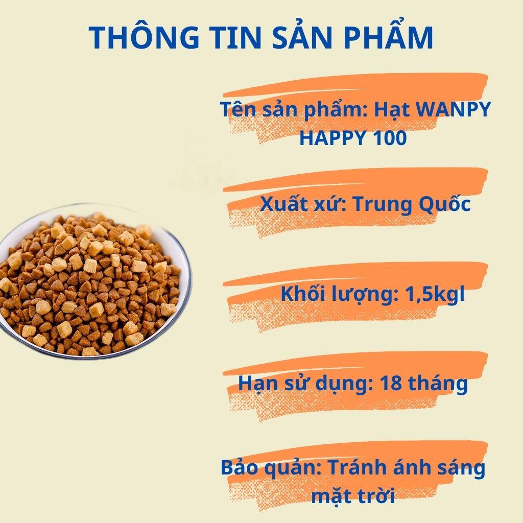 Hạt WANPY HAPPY 100  dinh duõng cho mèo, Vị Gà, Vị Cá Hồi - Gói 1,5kg