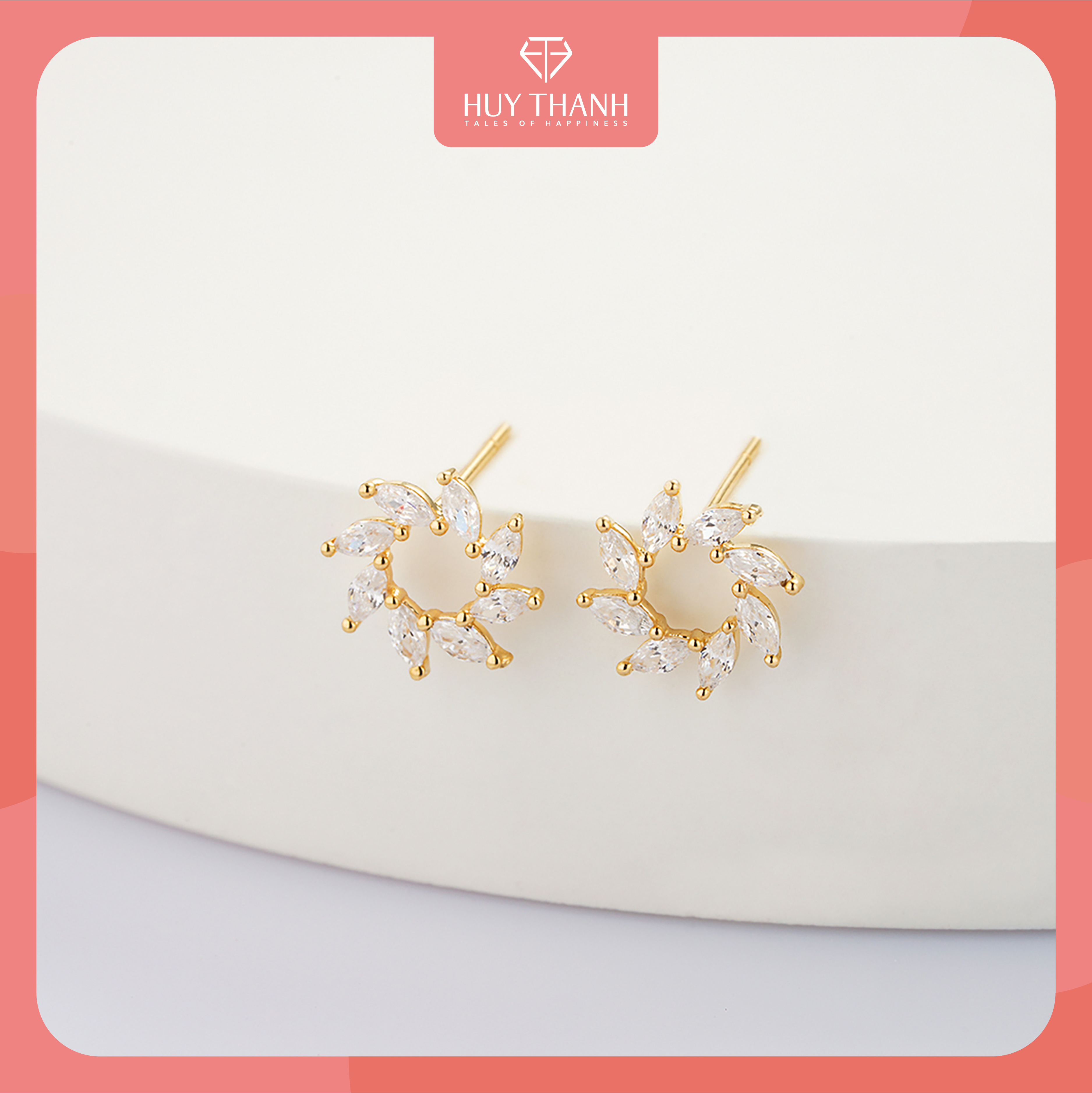 Bông Tai Nữ Vàng 14K BTAM97 Huy Thanh Jewelry