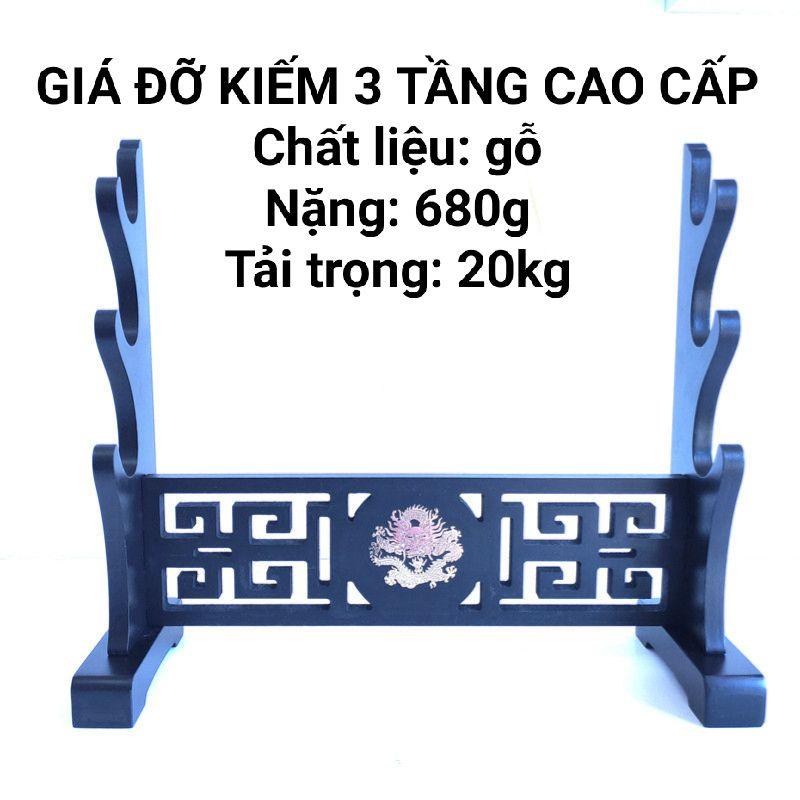 Giá đỡ trưng bày kiếm để bàn cao cấp chịu lực và thăng bằng tốt, hoạ tiết rồng đẹp mắt