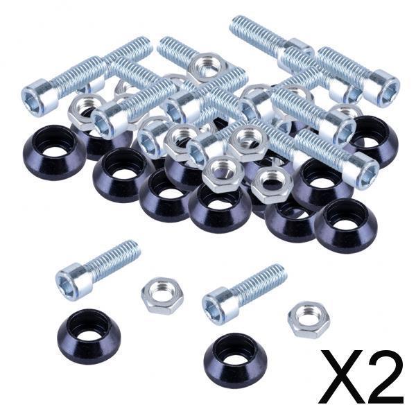 2x License Plate Frame Engine Bay Bumper Fender Screws Kit For Cars Black