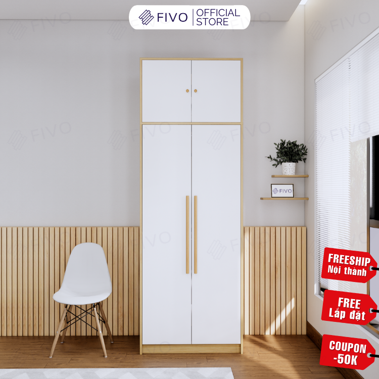 Tủ Quần Áo Gỗ Chống Ẩm Cửa Mở FIVO Mã FC01 Hiện Đại Cao Cấp, Dễ Dàng Lắp Ráp Tại Nhà, Thiết Kế Nhiều Ngăn Mở Rộng Diện Tích