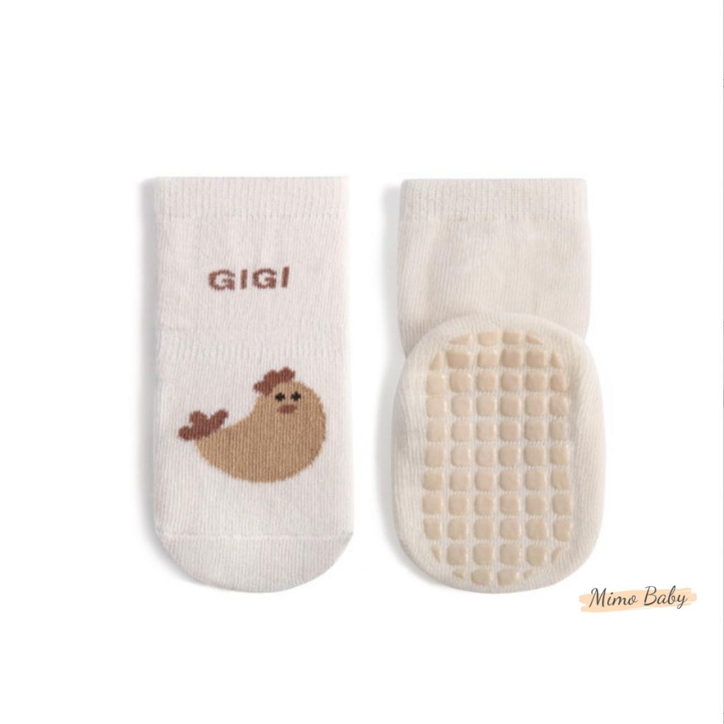 Tất vớ cao cổ chống trơn trượt in hình gấu dễ thương cho bé T35 Mimo Baby