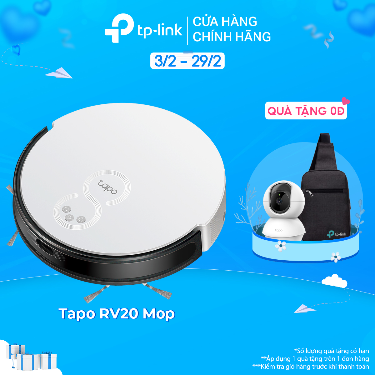 Robot Hút Bụi Và Lau Nhà TP-Link Tapo RV20 Mop / RV20 Mop Plus Điều Hướng LiDar MagSlim - Hàng Chính Hãng