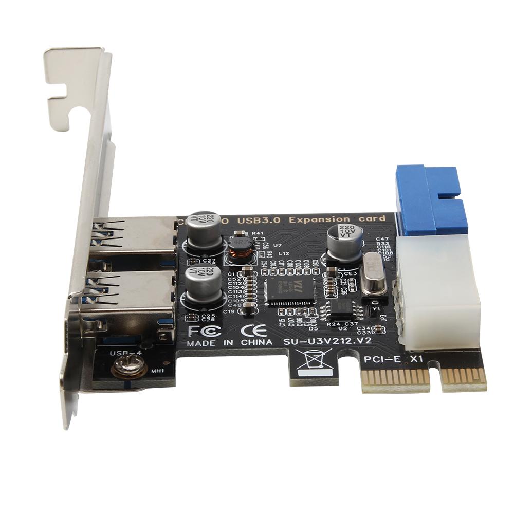 Thẻ mở rộng PCI-E sang USB 3.0 Bộ chuyển đổi 19 chân cắm bên ngoài 2 cổng USB 3.0 cho máy tính để bàn