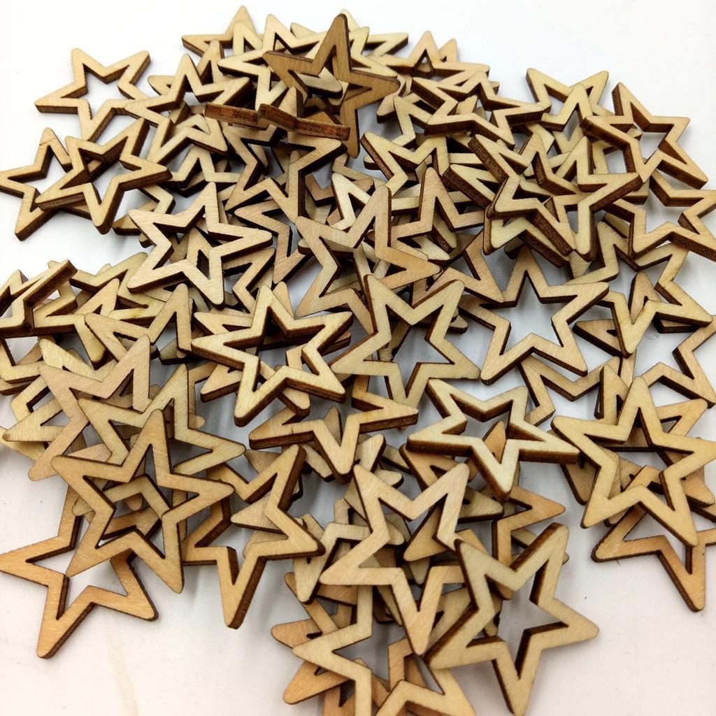 150 Pieces Unfinished Hollow Star Shape