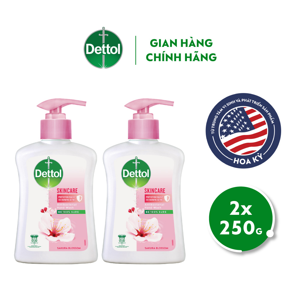 Combo 2 chai nước rửa tay Dettol kháng khuẩn dưỡng da - Chai 250g