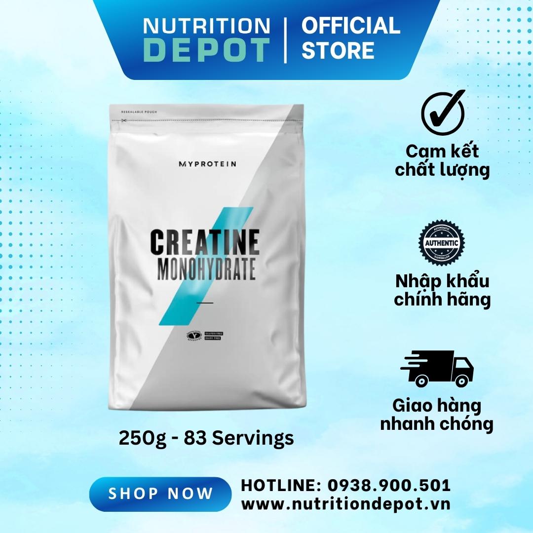 Thực phẩm bổ sung hỗ trợ tăng năng lượng và sức mạnh Myprotein Creatine Monohydrate - Không mùi - Túi 250g