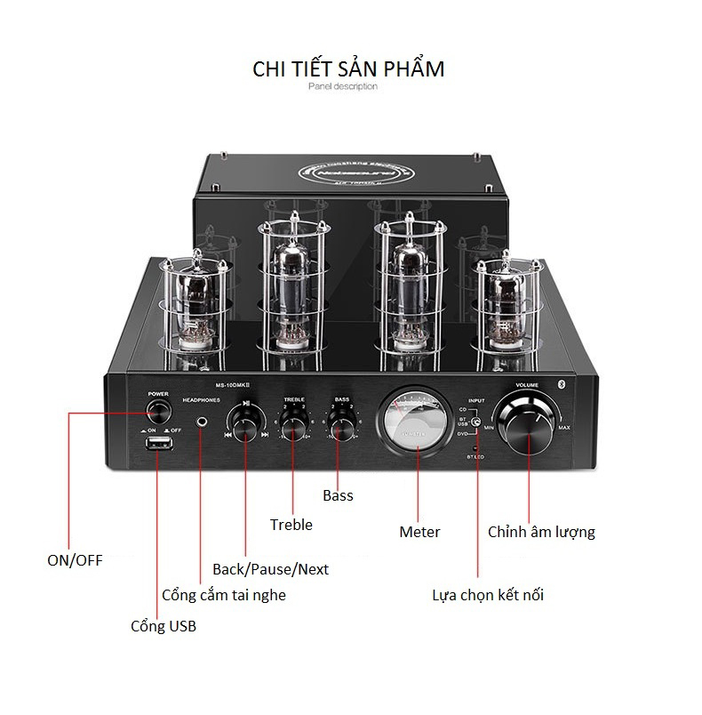 Amplifier Đèn Mini Bluetooth MS-10DMKIII Cao Cấp AZONE - Hàng Nhập Khẩu