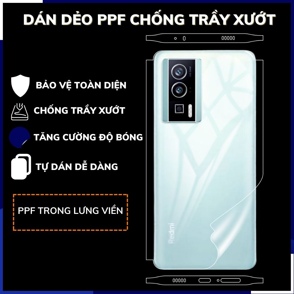 Dán dẻo PPF redmi k60 pro trong suốt hoặc nhám chống bám vân tay bảo vệ điện thoại mua 1 tặng 1 huỳnh tân store
