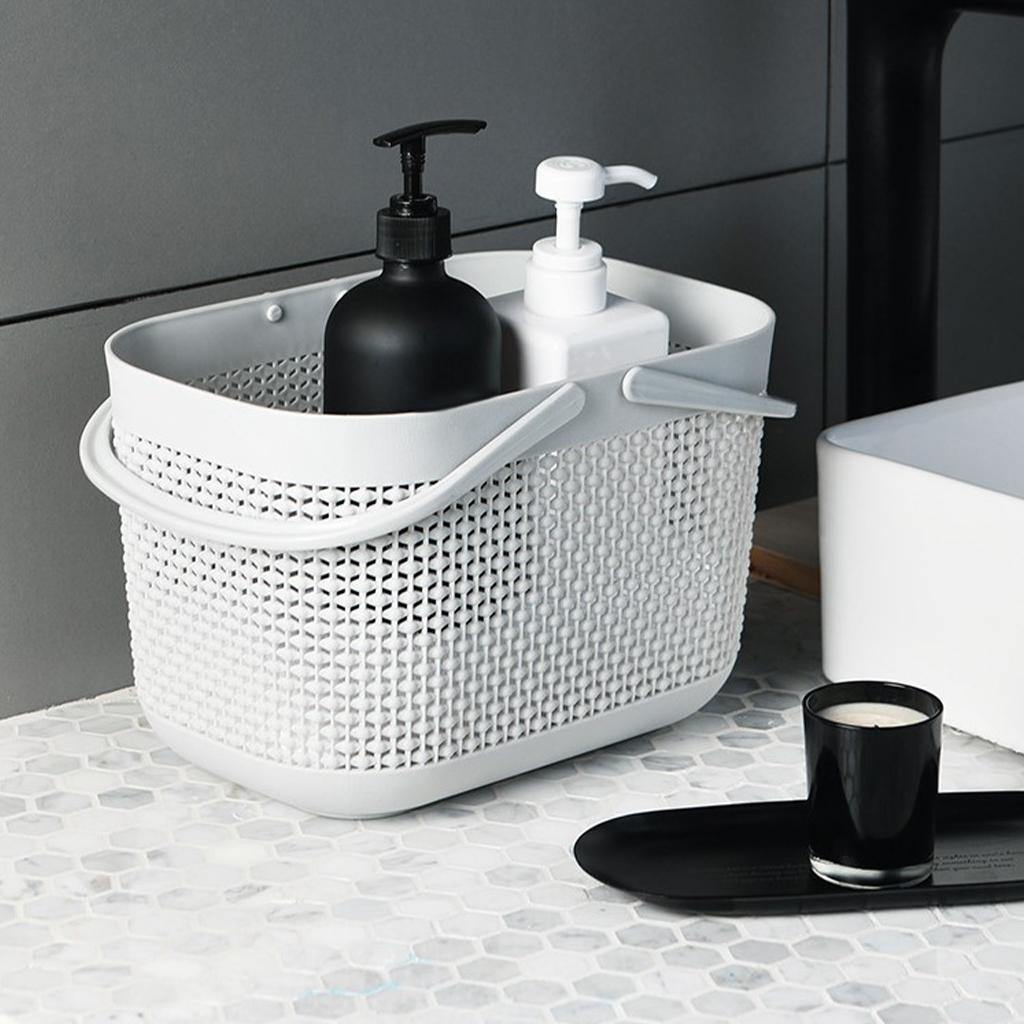 3X Portable Tote Shower Basket Plastic Storage Organizer for Home Bathroom White