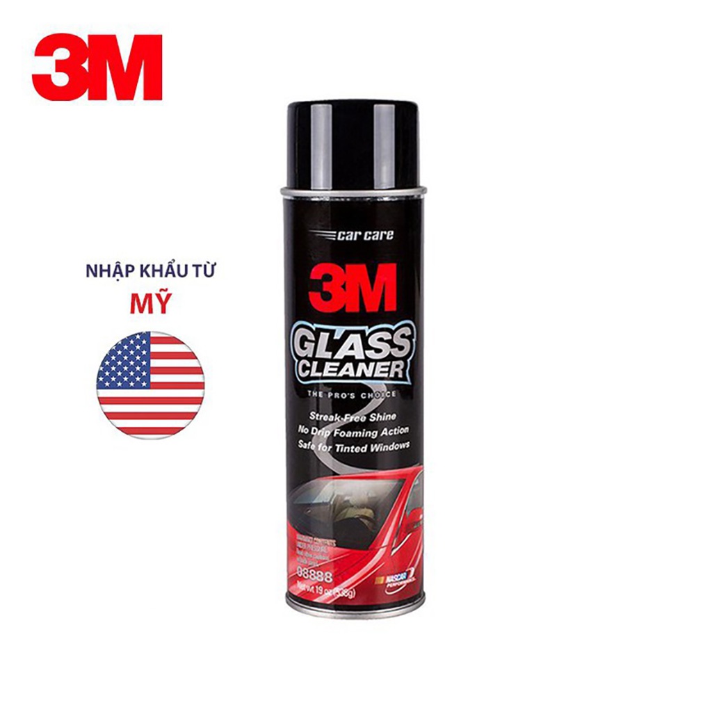 Dung Dịch Rửa Kính Ô Tô Chuyên Dụng 3M 08888 Glass Cleaner Dùng Cho Xe Hơi và Kính Trong Gia Đình (Nhập Khẩu USA)