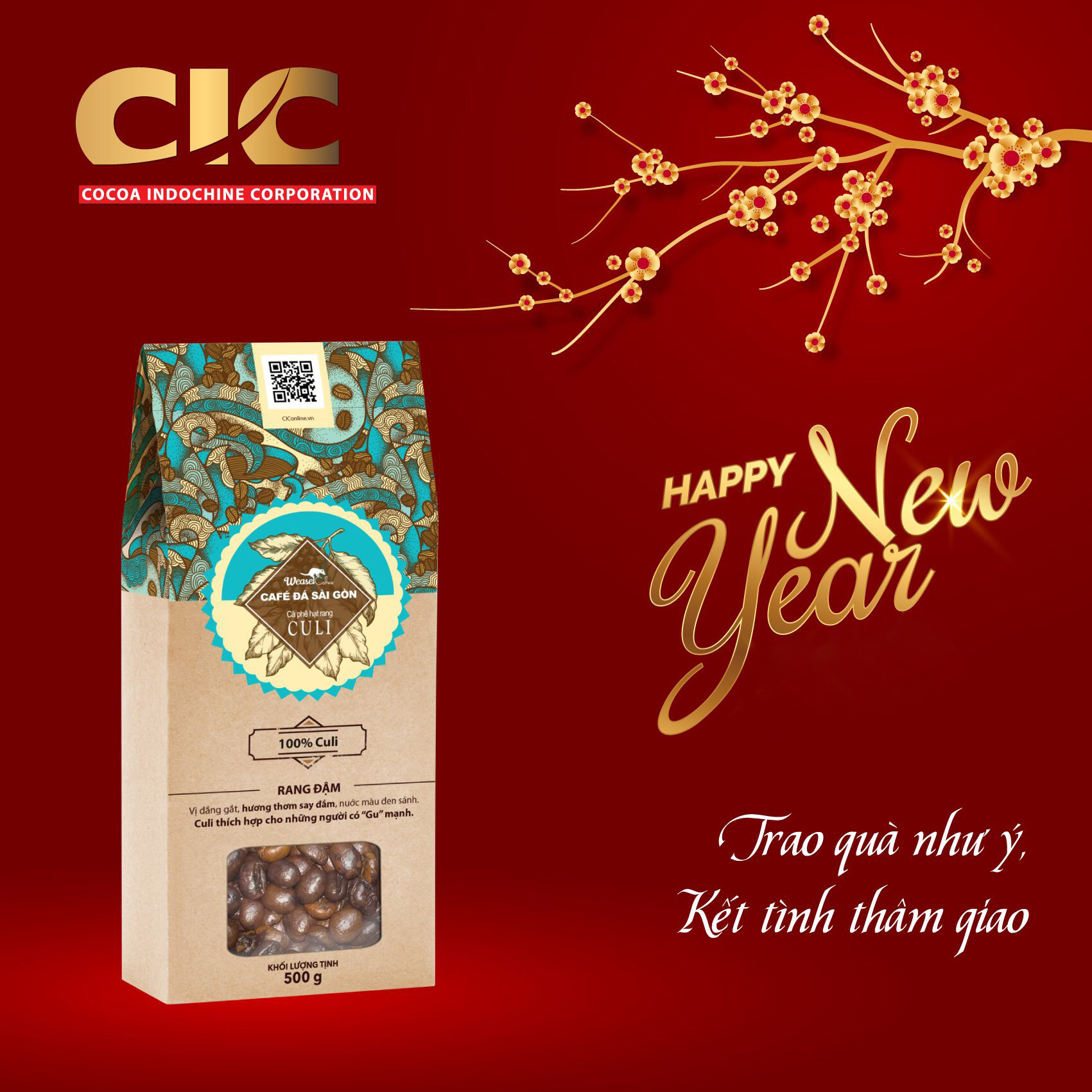 Combo: Cà phê hạt rang Culi hộp 500g + 1 Phin cà phê cao cấp