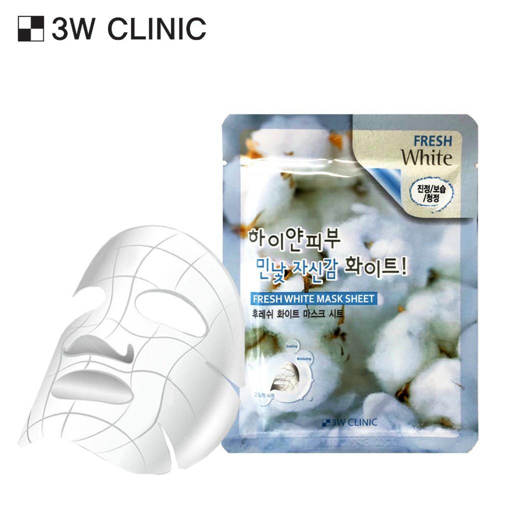 Mặt Nạ Giấy 3W Clinic Dưỡng Ẩm Trắng Da Giảm Mụn Fresh Mask Sheet Chăm Sóc Da Toàn Diện 23ml