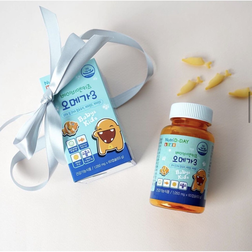 Viên uống bổ sung DHA, EPA Nutri D-DAY Baby &amp; Kids Omega 3 phát triển trí não trẻ em