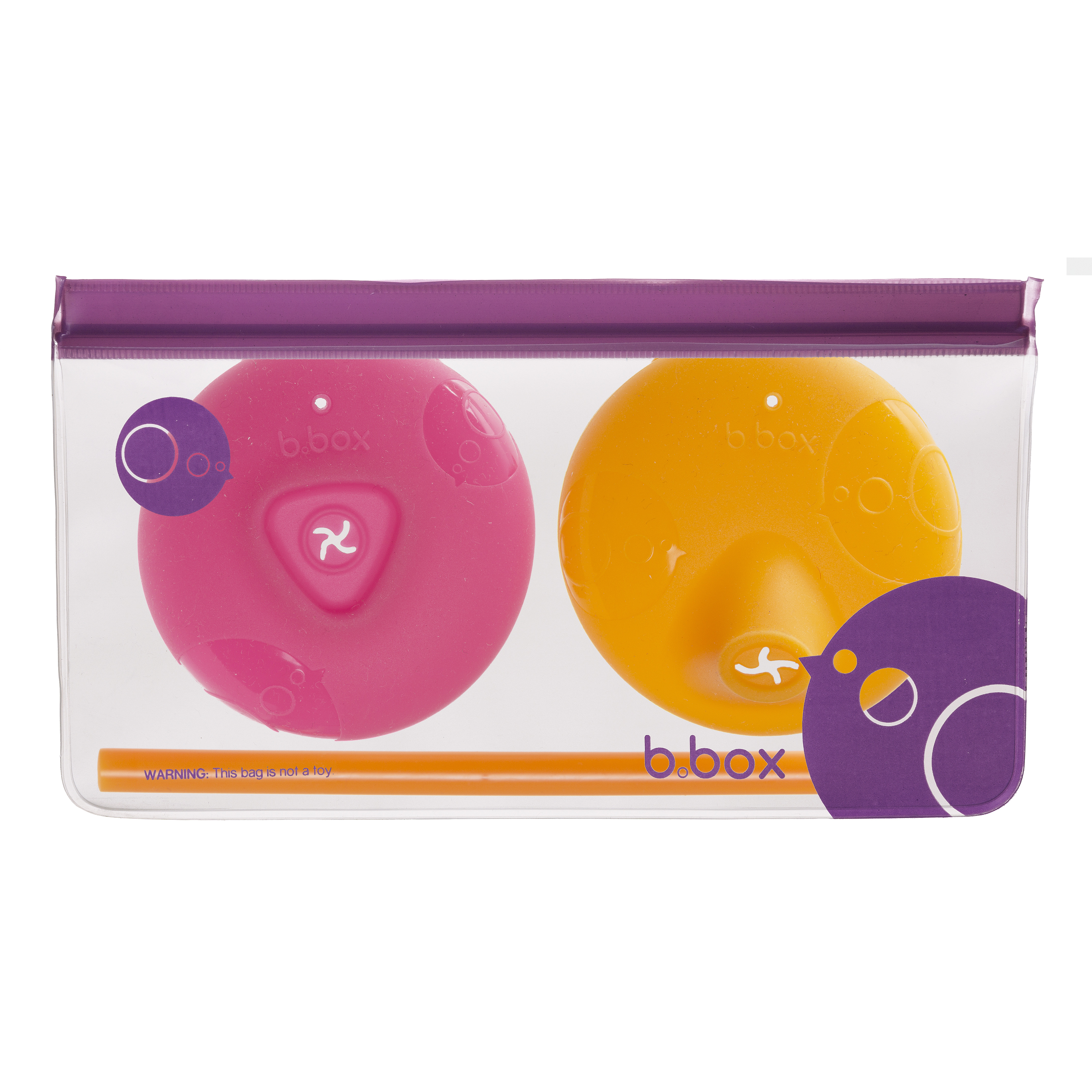 B.box Nắp đậy đa năng silicone cho bé - Bộ Đôi Hồng Cam