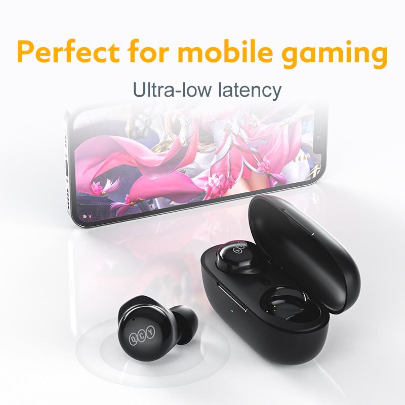 Tai nghe QCY T17 Tai nghe Bluetooth không dây thực sự Tai nghe BT5.1 HIFI Điều khiển cảm ứng Chế độ độ trễ thấp Tai nghe ENC Thời gian chờ dài 26 giờ Màu sắc: QCY T17 ĐEN