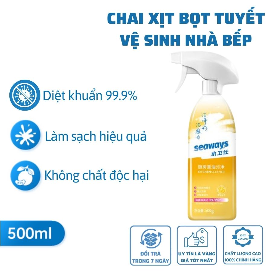 Tẩy Dầu Mỡ Vệ Sinh Nhà Bếp Seaways /Xịt tẩy đa năng/ chai 500ml/ túi 420ml
