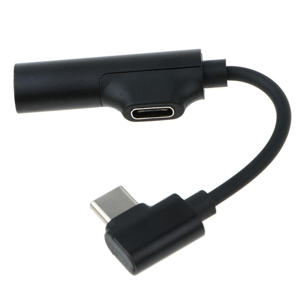 Audio and Charger Adaptor Headphone  Converter for Type-C Phones black