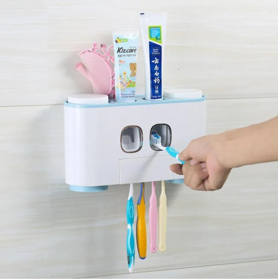 Bộ Nhả Kem Đánh Răng Tự Động, Kệ Để Đồ Phòng Tắm Cao Cấp